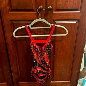 This is a dance costume/ it has lots of sparkles and rhinestones